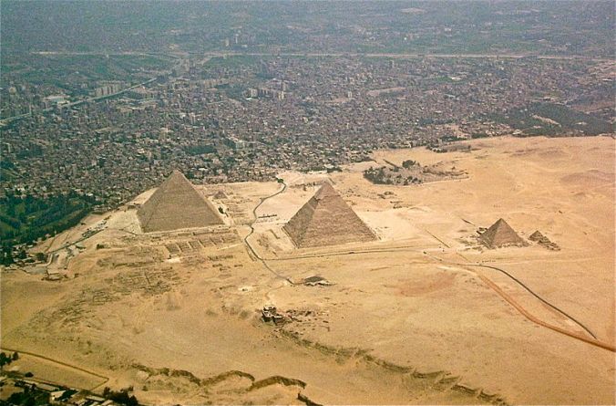 An aerial picture of the pyramids showing how close they actually are to the urban area.