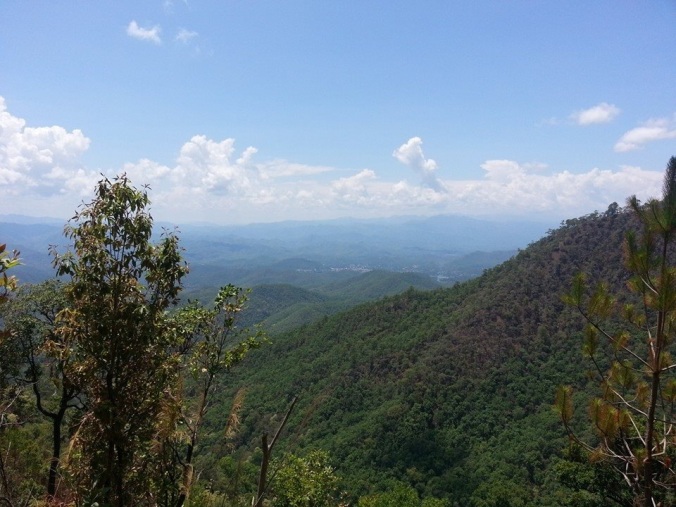 Mountains and forested hills and valleys along the 600 odd kilometers